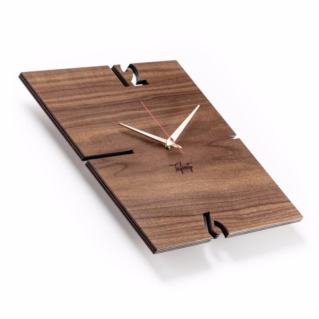 ساعة حائط ديكورية مودرن بتصميم هندسي  WOODLINE BRAND ZOUQ