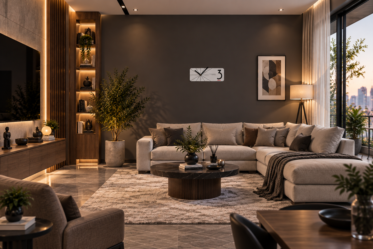 ساعة حائط ديكورية مودرن بتصميم هندسي         EMI BRAND ZOUQ-                     CODE: W012B-W