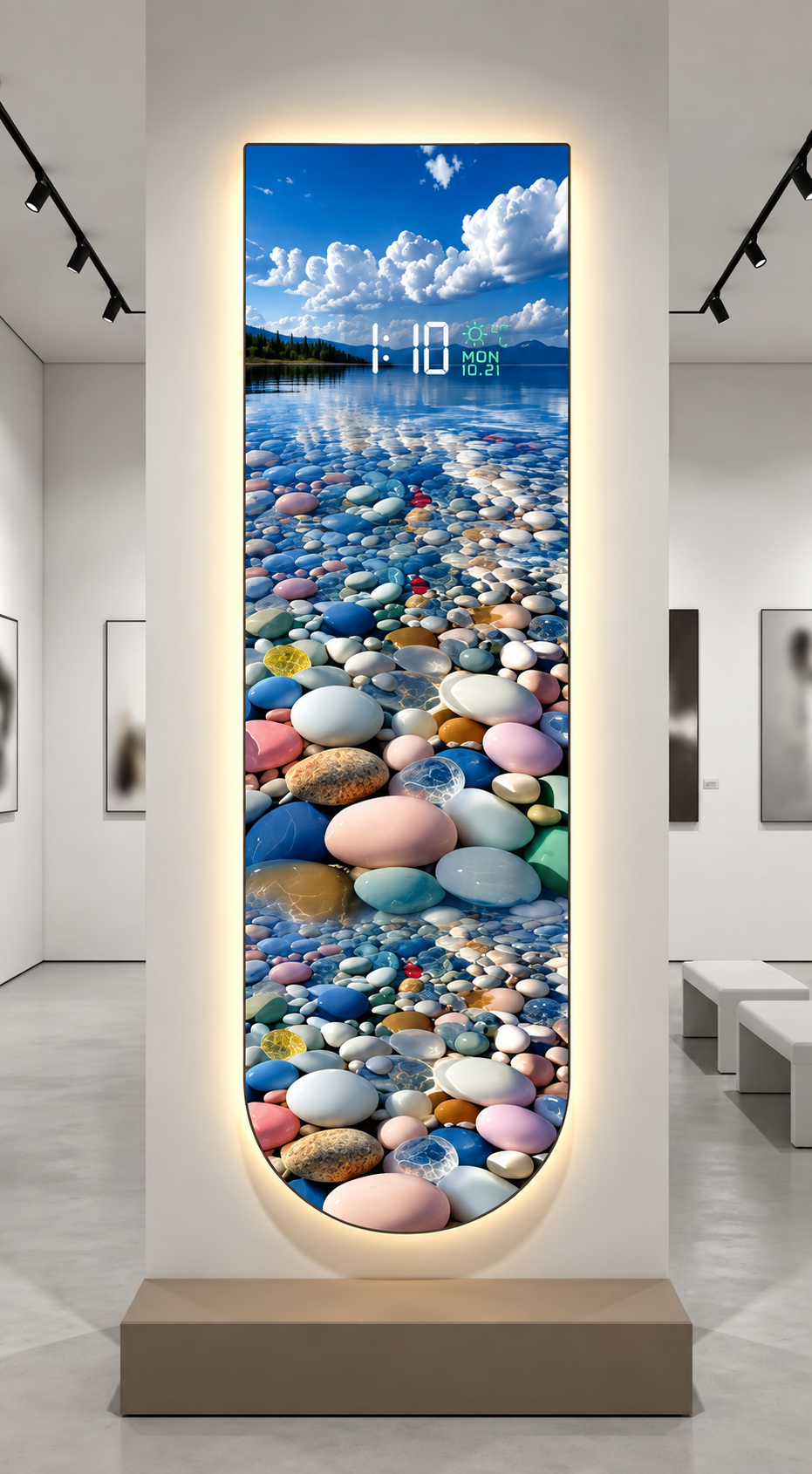 تابلوه اكريليك مطبوع بساعة ديجيتال LED - مقاس 130×40سم - pac052