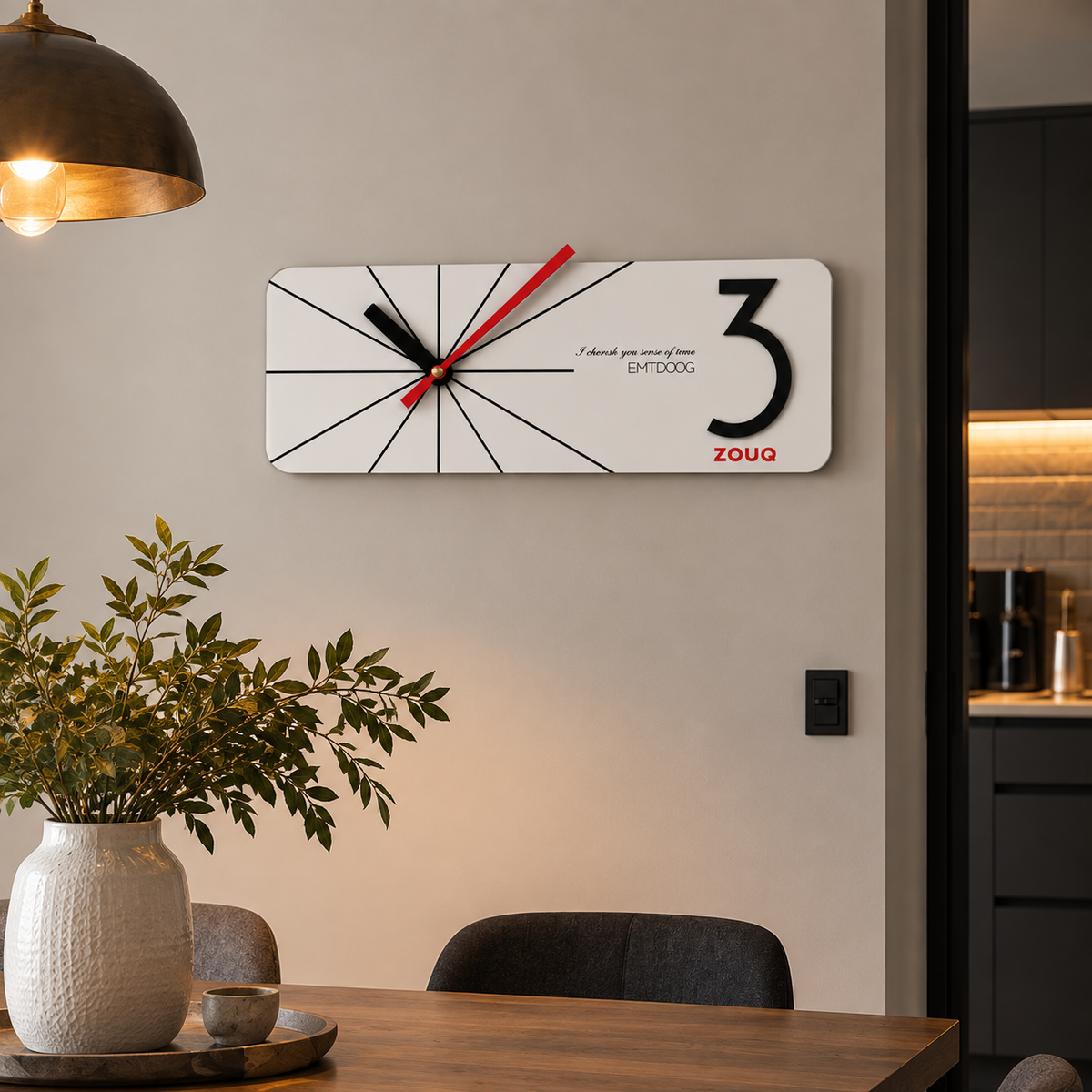ساعة حائط ديكورية مودرن بتصميم هندسي  EMI BRAND ZOUQ