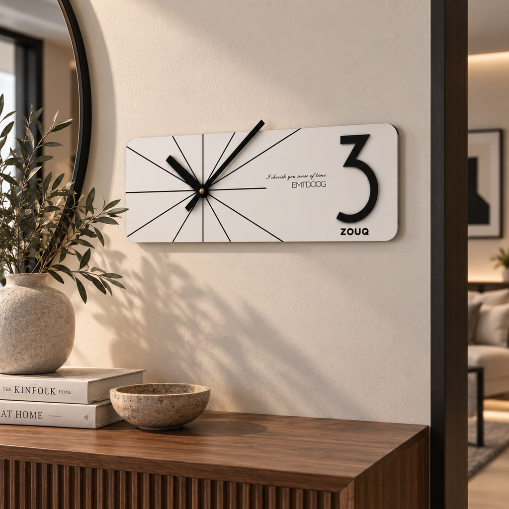 ساعة حائط ديكورية مودرن بتصميم هندسي  EMI BRAND ZOUQ