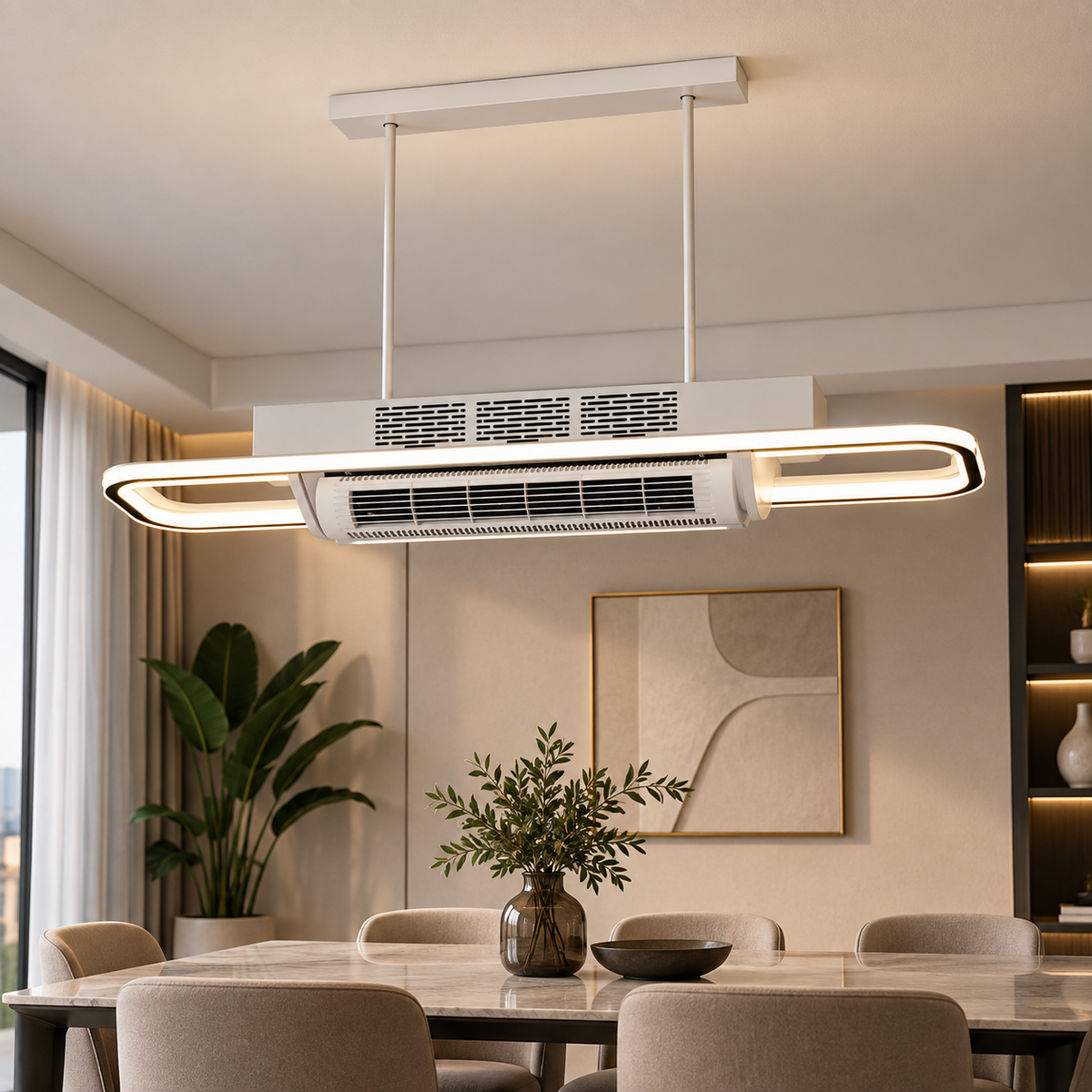 نجفة سمارت بتصميم معلق مستطيلي  بمروحة مخفية وموجهه للهواء ب– VL-9013
