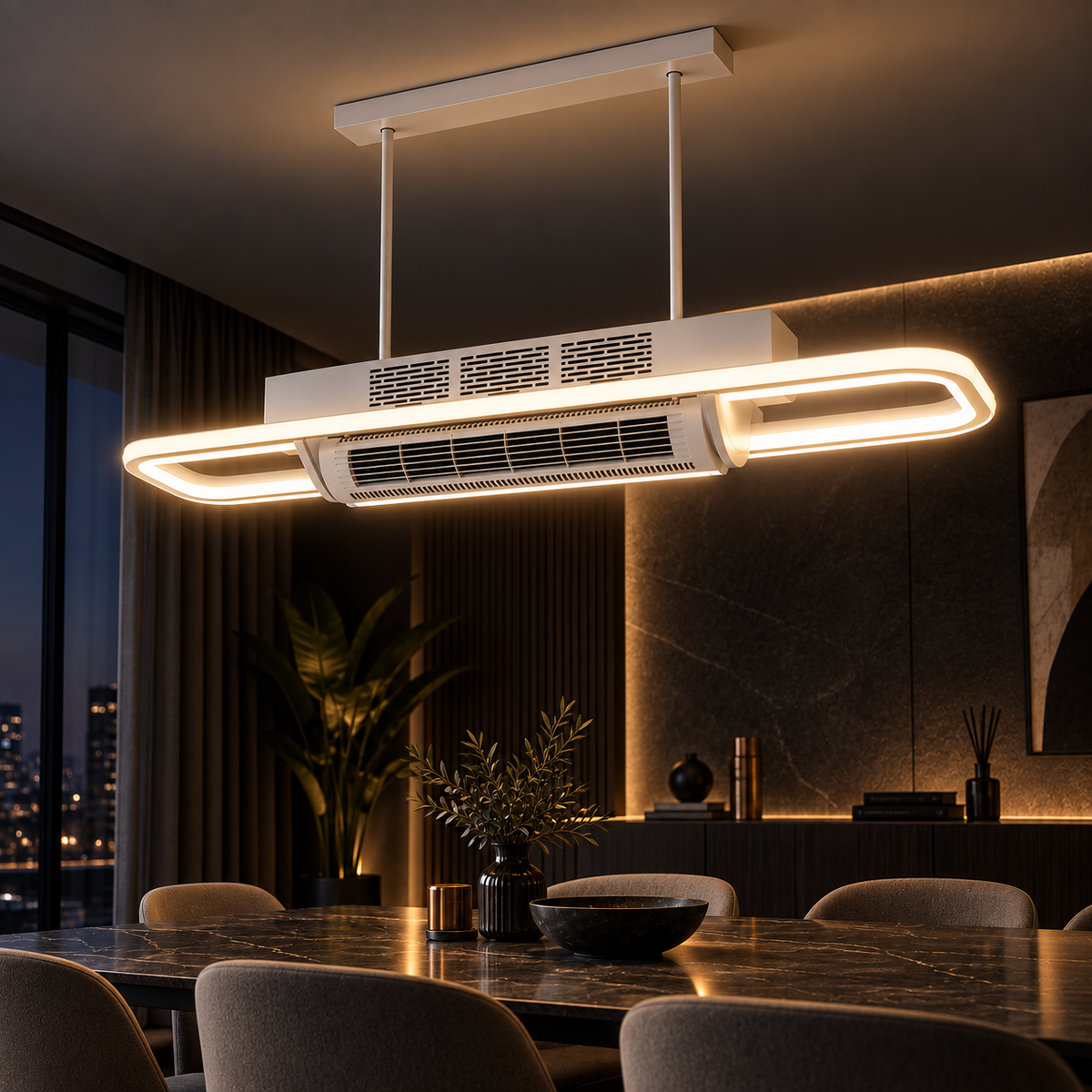 نجفة سمارت بتصميم معلق مستطيلي  بمروحة مخفية وموجهه للهواء ب– VL-9013