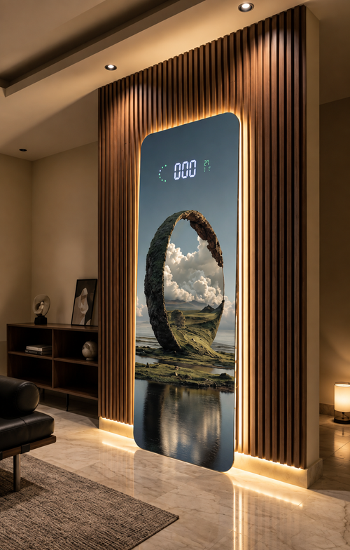تابلوه اكريليك غير قابل للكسر  بساعة ديجيتال LED - مقاس 116×40 سم - Pac063