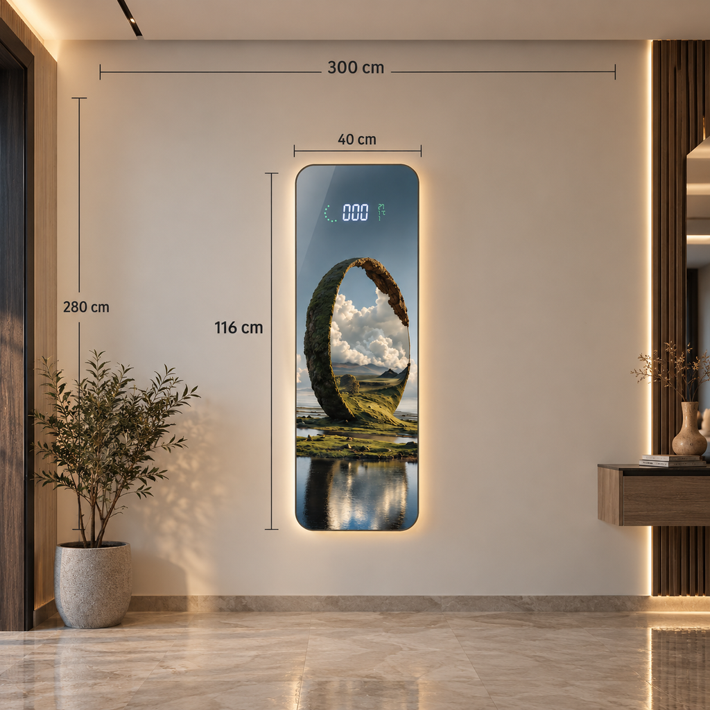 تابلوه اكريليك غير قابل للكسر  بساعة ديجيتال LED - مقاس 116×40 سم - Pac063