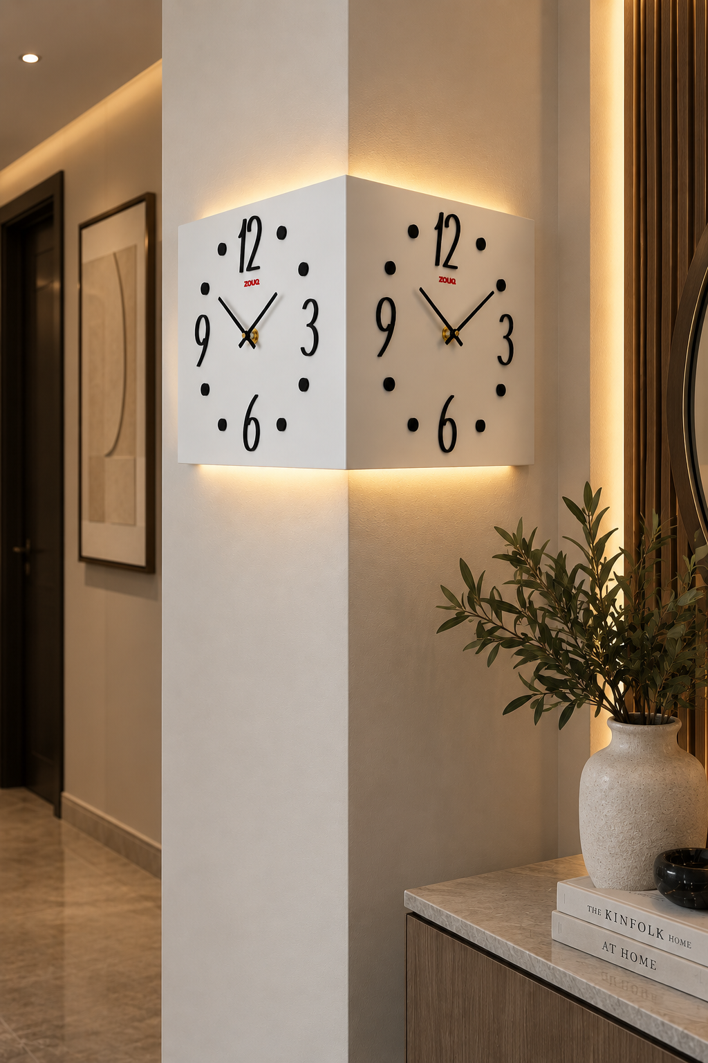 ساعة حائط ديكورية فاخرة  CORNER DUO BRAND ZOUQ