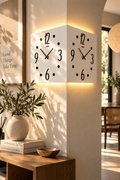 ساعة حائط ديكورية فاخرة         CORNER DUO     -       BRAND ZOUQ -            CODE: W008B-W