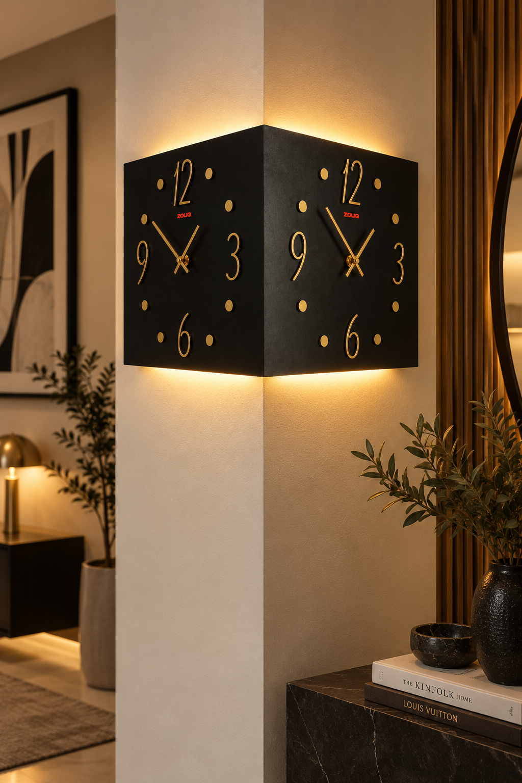 ساعة حائط ديكورية فاخرة  CORNER DUO BRAND ZOUQ