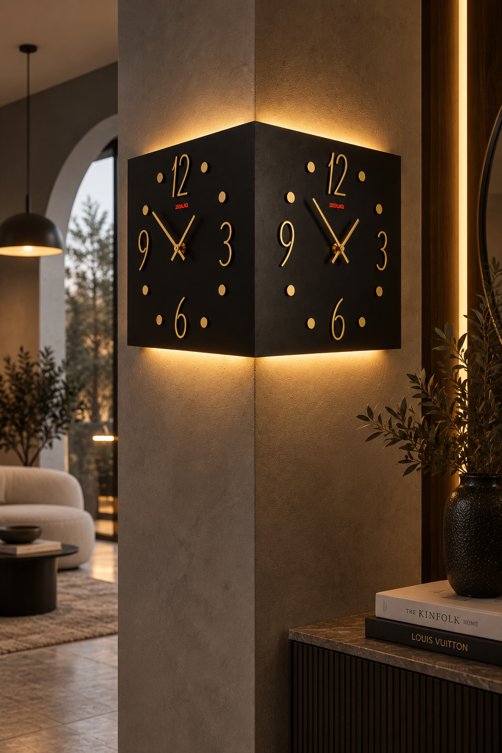 ساعة حائط ديكورية فاخرة  CORNER DUO BRAND ZOUQ