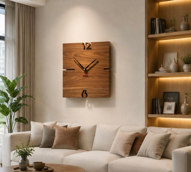 ساعة حائط ديكورية مودرن بتصميم هندسي  WOODLINE BRAND ZOUQ