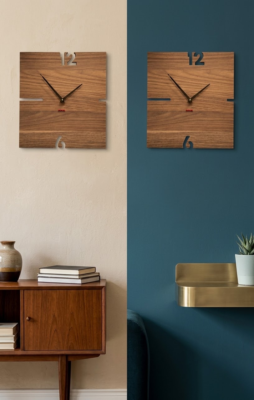 ساعة حائط ديكورية مودرن بتصميم هندسي    WOODLINE BRAND ZOUQ-CODE :W004CO-N
