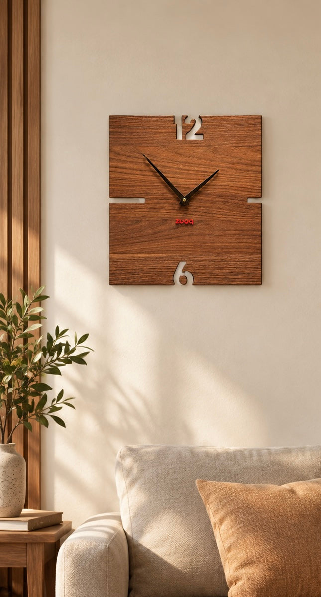ساعة حائط ديكورية مودرن بتصميم هندسي    WOODLINE BRAND ZOUQ-CODE :W004CO-N