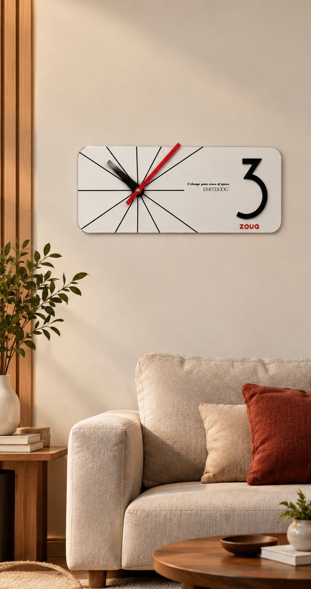 EMI  ساعة حائط ديكورية مودرن بتصميم هندسي   BRAND ZOUQ-CODE: W013R-W