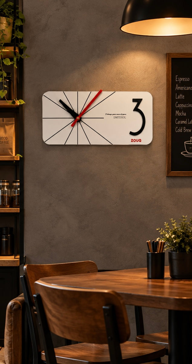 EMI  ساعة حائط ديكورية مودرن بتصميم هندسي   BRAND ZOUQ-CODE: W013R-W