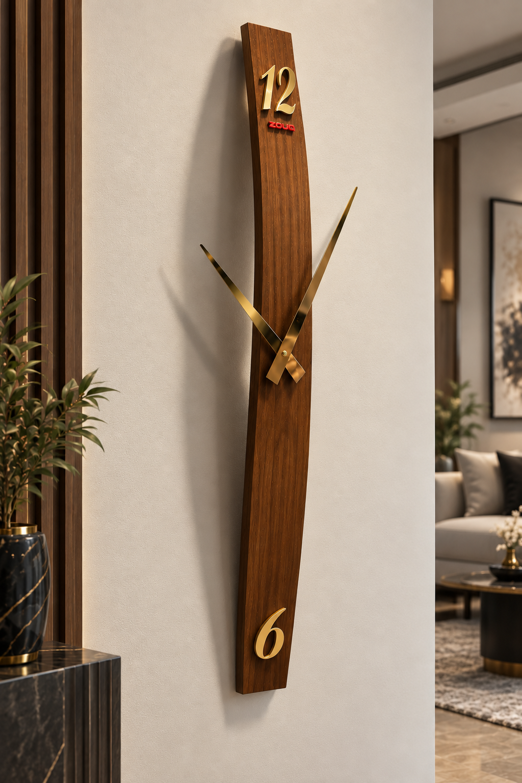 ساعة حائط ديكورية كلاسيكOAK CURVED  BRAND CODE: W003G-O