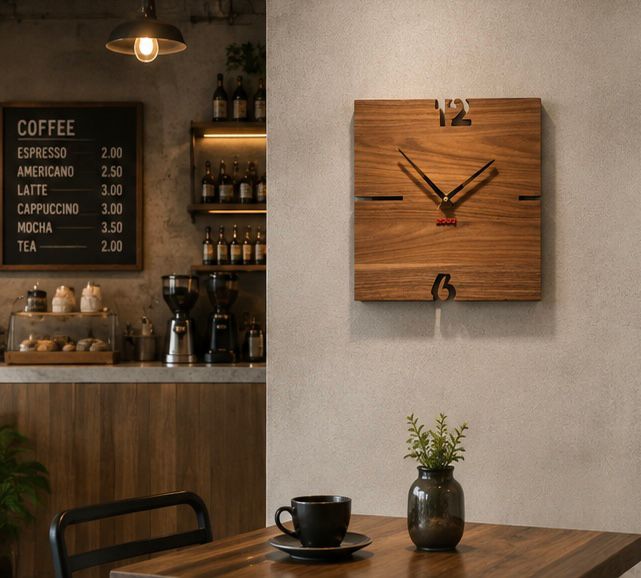 ساعة حائط ديكورية مودرن بتصميم هندسي    WOODLINE BRAND ZOUQ-CODE :W004CO-N