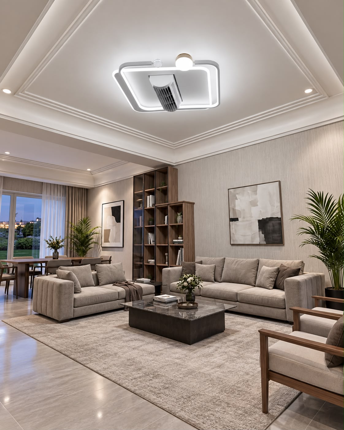 نجفة ليد سمارت -  نظام تهوية مدمج متطورمروحة 6سرعات -تحكم صوتي-تطبيق موبايل ذكي COD:VL-9023
