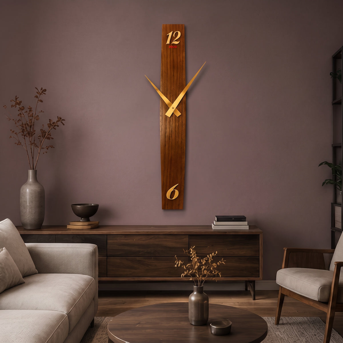 ساعة حائط ديكورية كلاسيك  OAK CURVED BRAND ZOUQ