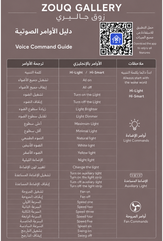 نجفة ليد سمارت مربعة مروحة مدمجة مخفية 6 سرعات و شاشة عرض درجة حرارة -تحكم صوتي-تطبيق موبايل ذكي
