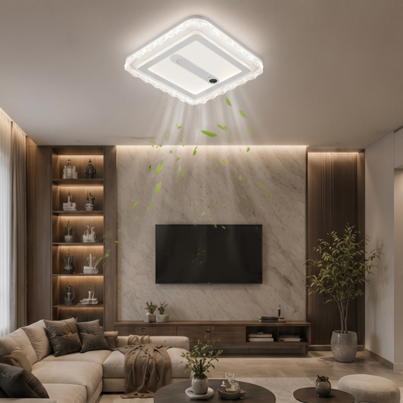 VL-9010 نجفة ليد سمارت بمروحة مدمجة 6 سرعات – تحكم صوتي ، وتصميم مودرن